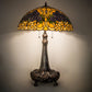 Meyda Lighting Rose Bouquet 31" 3-Light Mahogany Bronze Table Lamp With Multi-Colored Stained Shade Glass