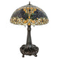 Meyda Lighting Rose Bouquet 31" 3-Light Mahogany Bronze Table Lamp With Multi-Colored Stained Shade Glass