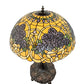 Meyda Lighting Rose Bouquet 31" 3-Light Mahogany Bronze Table Lamp With Multi-Colored Stained Shade Glass
