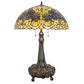 Meyda Lighting Rose Bouquet 31" 3-Light Mahogany Bronze Table Lamp With Multi-Colored Stained Shade Glass