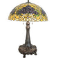 Meyda Lighting Rose Bouquet 31" 3-Light Mahogany Bronze Table Lamp With Multi-Colored Stained Shade Glass