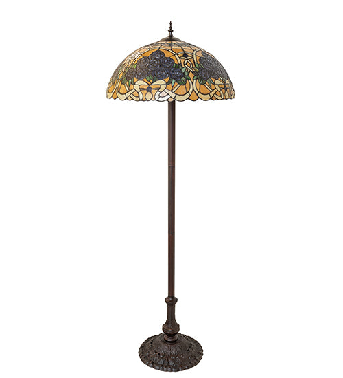 Meyda Lighting Rose Bouquet 62" 3-Light Mahogany Bronze Floor Lamp With Multi-Colored Shade Glass