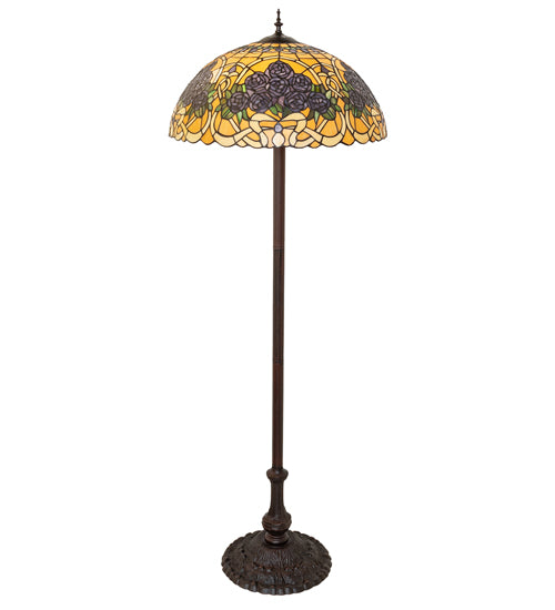 Meyda Lighting Rose Bouquet 62" 3-Light Mahogany Bronze Floor Lamp With Multi-Colored Shade Glass