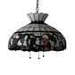 Meyda Lighting Rose Vine 20" 3-Light Mahogany Bronze Pendant Light With Multi-Colored Shade Glass