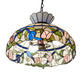Meyda Lighting Rose Vine 20" 3-Light Mahogany Bronze Pendant Light With Multi-Colored Shade Glass