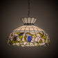 Meyda Lighting Rose Vine 20" 3-Light Nickel Pendant Light With Multi-Colored Shade Glass