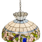 Meyda Lighting Rose Vine 20" 3-Light Nickel Pendant Light With Multi-Colored Shade Glass