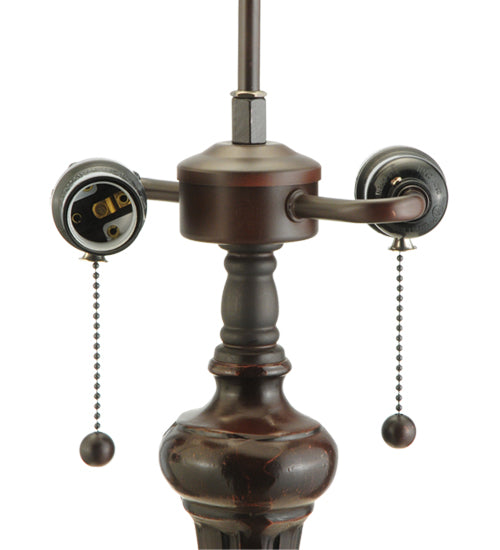 Meyda Lighting Rose Vine 25" 2-Light Mahogany Bronze Table Lamp With Multi-Colored Shade Glass