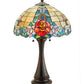 Meyda Lighting Rose Vine 25" 2-Light Mahogany Bronze Table Lamp With Multi-Colored Shade Glass