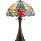 Meyda Lighting Rose Vine 25" 2-Light Mahogany Bronze Table Lamp With Multi-Colored Shade Glass