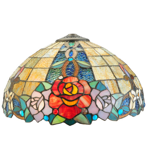 Meyda Lighting Rose Vine 25" 2-Light Mahogany Bronze Table Lamp With Multi-Colored Shade Glass