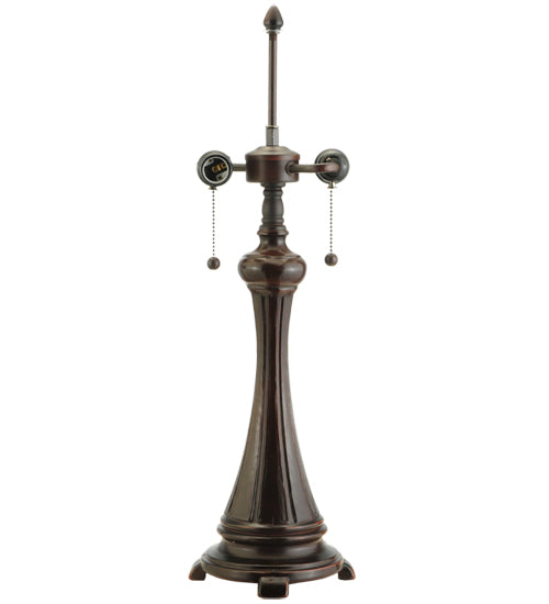 Meyda Lighting Rose Vine 25" 2-Light Mahogany Bronze Table Lamp With Multi-Colored Shade Glass