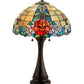 Meyda Lighting Rose Vine 25" 2-Light Mahogany Bronze Table Lamp With Multi-Colored Shade Glass