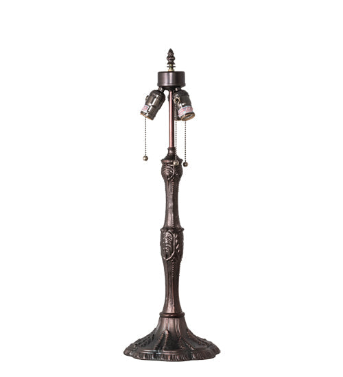 Meyda Lighting Rose Vine 26" 3-Light Mahogany Bronze Table Lamp With Multi-Colored Shade Glass