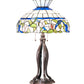 Meyda Lighting Rose Vine 31" 3-Light Mahogany Bronze Table Lamp With Multi-Colored Shade Glass