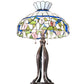Meyda Lighting Rose Vine 31" 3-Light Mahogany Bronze Table Lamp With Multi-Colored Shade Glass