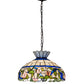 Meyda Lighting Rose Vine 31255 20" 3-Light Mahogany Bronze Pendant Light With Multi-Colored Shade Glass