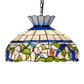 Meyda Lighting Rose Vine 31255 20" 3-Light Mahogany Bronze Pendant Light With Multi-Colored Shade Glass