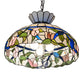 Meyda Lighting Rose Vine 31255 20" 3-Light Mahogany Bronze Pendant Light With Multi-Colored Shade Glass