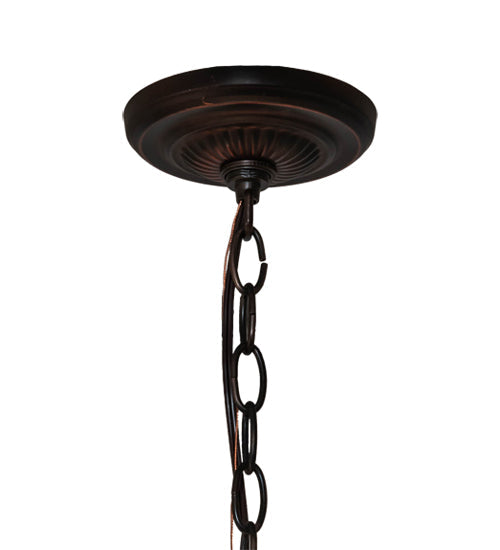 Meyda Lighting Rose Vine 31255 20" 3-Light Mahogany Bronze Pendant Light With Multi-Colored Shade Glass