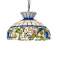 Meyda Lighting Rose Vine 31255 20" 3-Light Mahogany Bronze Pendant Light With Multi-Colored Shade Glass