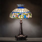 Meyda Lighting Rose Vine 33" 3-Light Mahogany Bronze Table Lamp With Multi-Colored Shade Glass