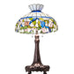 Meyda Lighting Rose Vine 33" 3-Light Mahogany Bronze Table Lamp With Multi-Colored Shade Glass