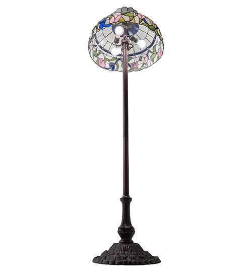 Meyda Lighting Rose Vine 37718 62" 3-Light Mahogany Bronze Floor Lamp With Multi-Colored Shade Glass