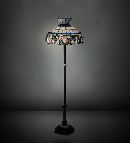 Meyda Lighting Rose Vine 62" 3-Light Mahogany Bronze Floor Lamp With Multi-Colored Shade Glass