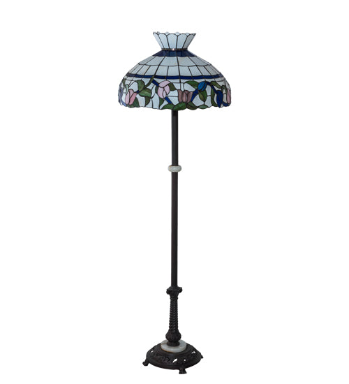 Meyda Lighting Rose Vine 62" 3-Light Mahogany Bronze Floor Lamp With Multi-Colored Shade Glass