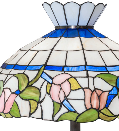 Meyda Lighting Rose Vine 62" 3-Light Mahogany Bronze Floor Lamp With Multi-Colored Shade Glass