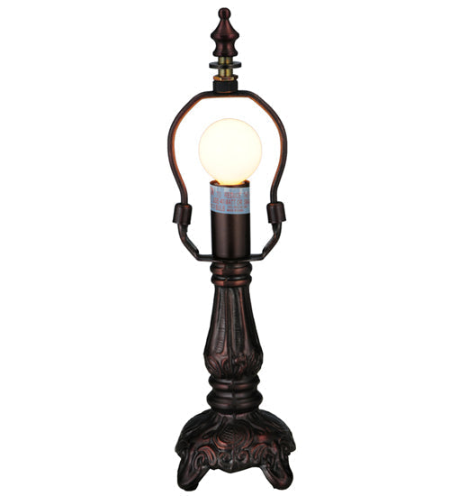 Meyda Lighting Roseborder 12" Mahogany Bronze Mini Table Lamp With Multi-Colored Shade Glass