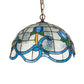 Meyda Lighting Roseborder 14" Antique Brass Pendant Light With Multi-Colored Shade Glass