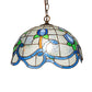 Meyda Lighting Roseborder 14" Antique Brass Pendant Light With Multi-Colored Shade Glass