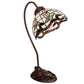 Meyda Lighting Roseborder 18" Mahogany Bronze Desk Table Lamp With Multi-Colored Shade Glass