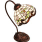 Meyda Lighting Roseborder 18" Mahogany Bronze Desk Table Lamp With Multi-Colored Shade Glass