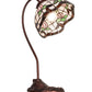 Meyda Lighting Roseborder 18" Mahogany Bronze Desk Table Lamp With Multi-Colored Shade Glass