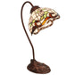 Meyda Lighting Roseborder 18" Mahogany Bronze Desk Table Lamp With Multi-Colored Shade Glass