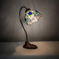 Meyda Lighting Roseborder 18" Mahogany Bronze Desk Table Lamp With Multi-Colored Stained Shade Glass