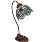 Meyda Lighting Roseborder 18" Mahogany Bronze Desk Table Lamp With Multi-Colored Stained Shade Glass