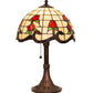 Meyda Lighting Roseborder 19" Mahogany Bronze Table Lamp With Multi-Colored Shade Glass