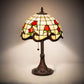 Meyda Lighting Roseborder 19" Mahogany Bronze Table Lamp With Multi-Colored Shade Glass
