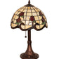 Meyda Lighting Roseborder 19" Mahogany Bronze Table Lamp With Multi-Colored Shade Glass