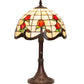 Meyda Lighting Roseborder 19" Mahogany Bronze Table Lamp With Multi-Colored Shade Glass