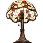 Meyda Lighting Roseborder 19" Mahogany Bronze Table Lamp With Multi-Colored Shade Glass
