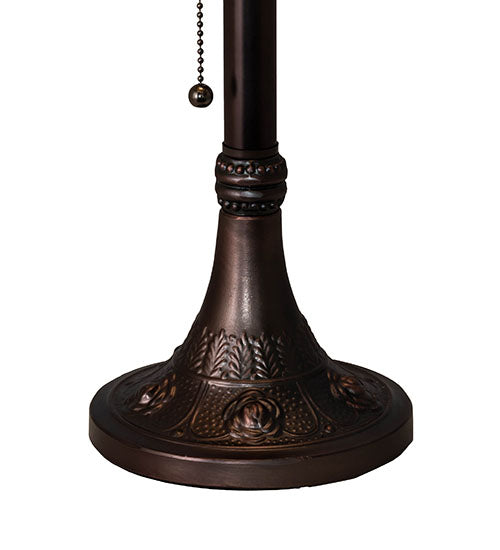 Meyda Lighting Roseborder 19" Mahogany Bronze Table Lamp With Multi-Colored Shade Glass