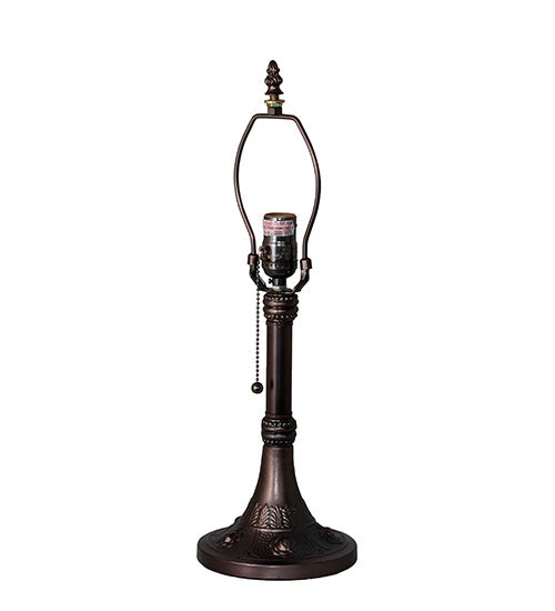 Meyda Lighting Roseborder 19" Mahogany Bronze Table Lamp With Multi-Colored Shade Glass