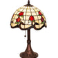 Meyda Lighting Roseborder 19" Mahogany Bronze Table Lamp With Multi-Colored Shade Glass