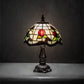 Meyda Lighting Roseborder 19189 12" Mahogany Bronze Mini Table Lamp With Multi-Colored Shade Glass