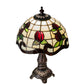 Meyda Lighting Roseborder 19189 12" Mahogany Bronze Mini Table Lamp With Multi-Colored Shade Glass
